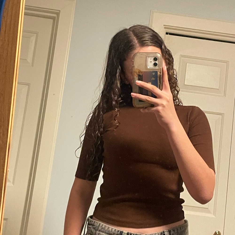 Brown basic tshirt ZARA